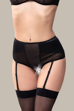 Эротические трусики-пояс для чулок Waname Elegance с высокой посадкой черные (42-44) - Waname apparel фото 2