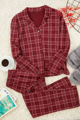 Trendyolmilla Bej %100 Pamuklu Ekoseli Orme Pijama Tak?m? THMAW20PT0266  фото 35