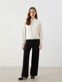 Polo Yaka Oversize Kad?n Sweatshirt