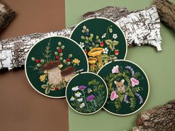 Набор для вышивания PANNA Живая картина JK-2258 Грибы. Белые 20.5 х 20.5 см