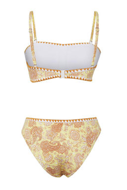 TRENDYOLMILLA Mavi Sal Desenli Straplez Nak?sl? Regular Bikini Tak?m? TBESS25BT00138  фото 12