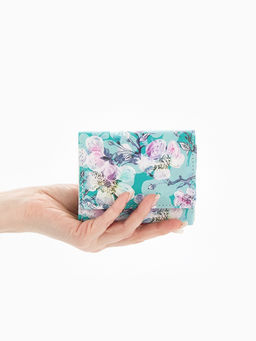 Кошелёк женский на кнопке, 10.5?2.5?8.5 см, с цветочным принтом, разноцветный