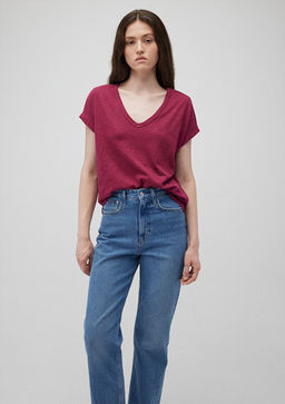 V Yaka Pembe Basic Tisort - Mavi фото 2