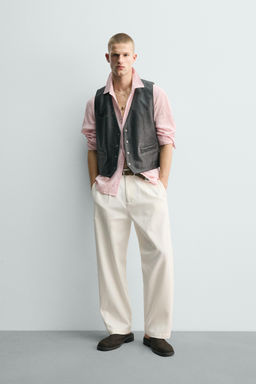 CAMISA FLUIDA CUADROS / Rosa pastel