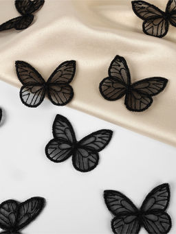 Цена за 2 шт. Аппликация для одежды «Бабочка», текстильная, 3.5×4 см, 10 шт., чёрная