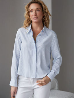 Укороченная блузка в полоску из эластичного хлопка