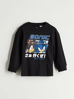 Bisiklet Yaka Sonic Bask?l? Erkek ?ocuk Ti??rt