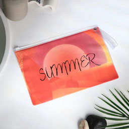 Цена за 2 шт. Косметичка для бассейна с застёжкая зип-лок, большая, принт Summer, прозрачная/оранжевая