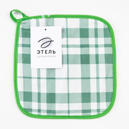 Прихватка Этель Eucalyptus (клетка) 19х19см,100% хлопок, саржа 190 гр/м2  фото 4