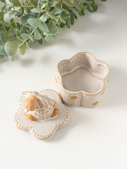 Шкатулка для украшений керамика «Кудряш бараш», беж, 7.9×7.9×9.5 см