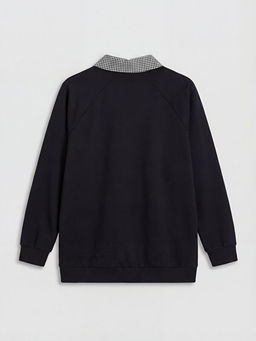 G?mlek Yaka Ekose Kad?n Sweatshirt Tunik