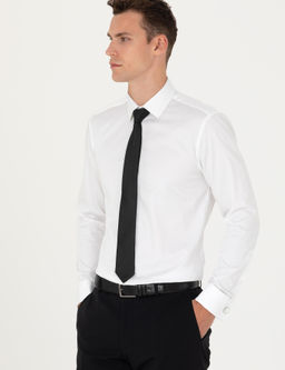 Beyaz Slim Fit Uzun Kollu Basic G_mlek
