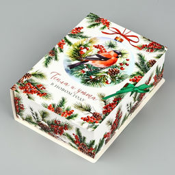 Цена за 2 шт. Складная новогодняя коробка-книга «Снегири», 21×15×7 см