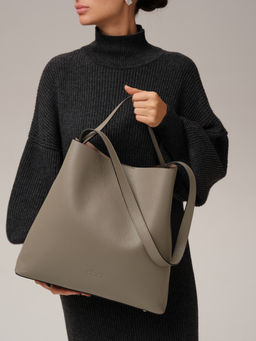 Кожаная сумка шоппер Olga DBR 30948 серо-коричневый