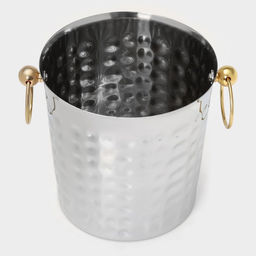 Ведро для льда «Чеканный», 5.2 л, 25×20×20.5 см, нержавеющая сталь, золотые ручки