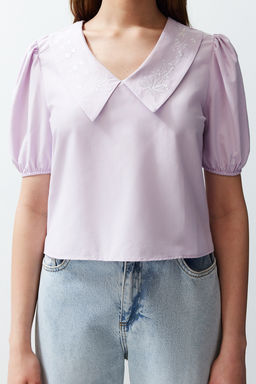 Lila Yaka Detayl? Dokuma Bluz TWOSS24BZ00335 - Trendyolmilla фото 3