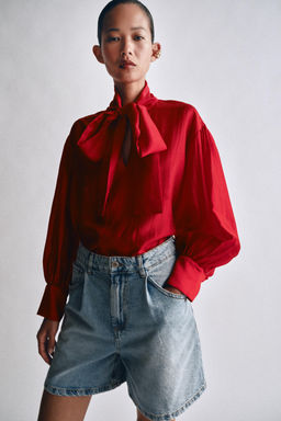 CAMISA SATINADA LAZADAS ZW COLLECTION / Rojo - Zara фото 2