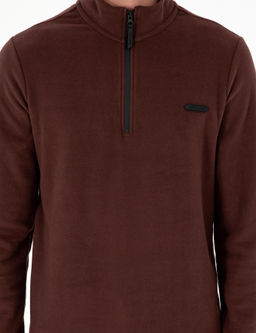 Kahverengi Regular Fit Yar_m Fermuarl_ Polar Sweatshirt - Pierre cardin фото 6