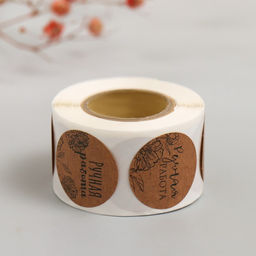 Цена за 2 шт. Наклейка бумага Цветочная. Ручная работа, крафт, d=2.5 см, 252 шт. в рулоне