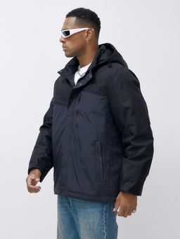 Куртка спортивная мужская зимняя большого размера темно-синего цвета 66613TS