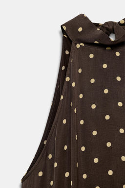 VESTIDO HALTER LUNARES ZW COLLECTION / Marr?n / Crudo - Zara фото 7