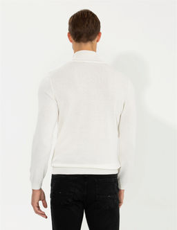 Ekru Slim Fit Bal_k__ Yaka Triko Kazak - Pierre cardin фото 5