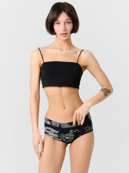 Цена за 2 штуки! Трусы шорты женские черные с принтом