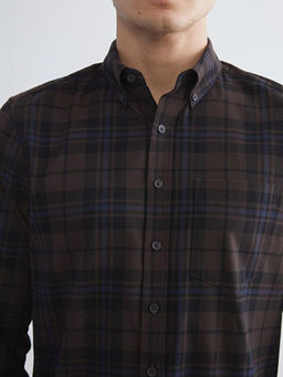 Regular Fit Uzun Kollu Ekose Gabardin Erkek G?mlek