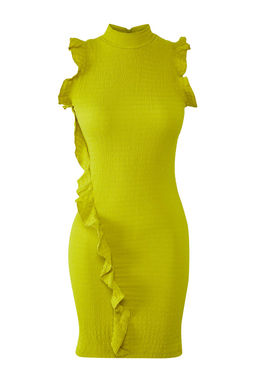 TRENDYOLMILLA Limited Edition Yag Yesili F?rf?r Detayl? Bodycone/Vucuda Oturan Mini Orme Elbise TWOSS25EL00591