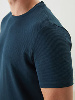 Bisiklet Yaka K?sa Kollu Erkek Dokulu Ti??rt