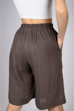 Удлиненные льняные шорты женские  свободного силуэта - Новый лен фото 2