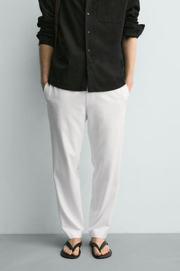 PANTAL?N CINTURA JOGGER CONFORT / Blanco - Zara фото 2