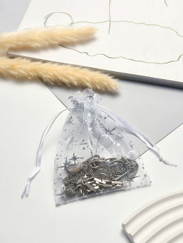 Набор мешочков подарочных 100шт.  "Звёздное сияние", 10*12, цвет белый с серебром (4621386)   109488