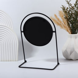 Зеркало настольное PREMIUM, круглое, металлическое, 29×20.5×11 см, (d=14.5 см), чёрное