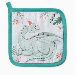 Набор кух. Доляна Сказочный дракон: варежка 20х28 см, прихватка 17х17 см, 35% хл, 65% пэ  фото 4