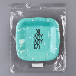 Цена за 10 шт. Тарелка бумажная квадратная Happy day,мятная, 16,5х16,5 см - Страна карнавалия фото 4