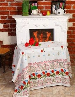 Столовый набор Маковый цвет:скатерть 150*180 см.+6 салф. рогожка - Лен поволжья фото 2