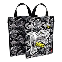 Папка на молнии с ручками вертикальная А4 ErichKrause "Dinosaur Park" черная (52624) полиэстер