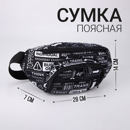 Сумка поясная на молнии, наружный карман, цвет чёрный
