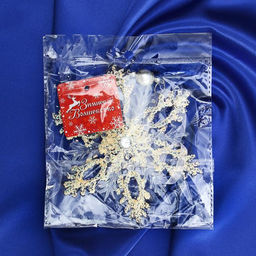 Цена за 2 шт. Ёлочная игрушка Зимнее волшебство. Узорчатая снежинка, d=13.2 см, прозрачный, МИКС  фото 2