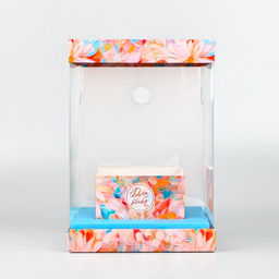 Коробка для цветов с вазой и пластиковыми окнами складная Весенние цветы, 16?23?16 см