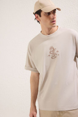 TRENDYOL MAN Antrasit Oversize/Genis Kesim Dokulu Nak?sl? T-Shirt TMNSS25TS00060 - Trendyolmilla фото 5