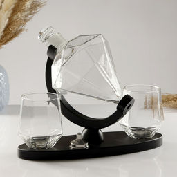 Мини-Бар «Рубин», на подставке, на 2 персоны, штоф - 850 мл, стаканы - 300 мл, 28.5×11×21.5 см, стекло, дерево