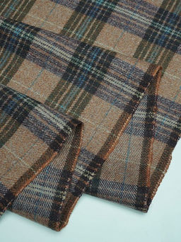 Шерсть пальтово-костюмная Твид Клетка цв.фиолетовый/хаки/коричневый, ш.1.5м, шерсть-60%, п/э-40% - Купава фото 6