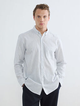 Рубашка мужская Regular Fit в полоску льняная