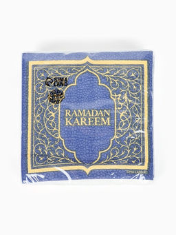 Цена за 2 шт. Салфетки бумажные однослойные "Ramadan", синие с золотом 24х24 см, 20 шт