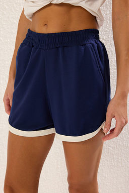 TRENDYOLMILLA Lacivert Relaxed/Rahat Kal?p Kontrast Biye Detayl? Esnek Orme Sort & Bermuda TWOSS25SR00032 фото 3