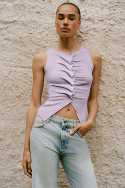 TOP PUNTO FRUNCES / Lila claro