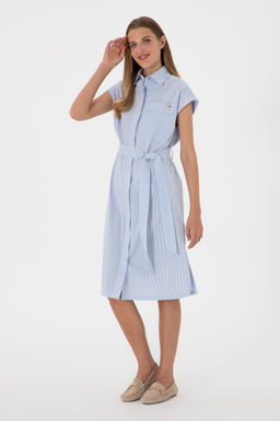 Kad_n Mavi Dokuma Elbise Sepette S_rpriz _ndirim - U.s. polo assn фото 3