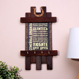 Ключница настенная «Свиток: Семейные правила», панно декоративное, 36×20 см